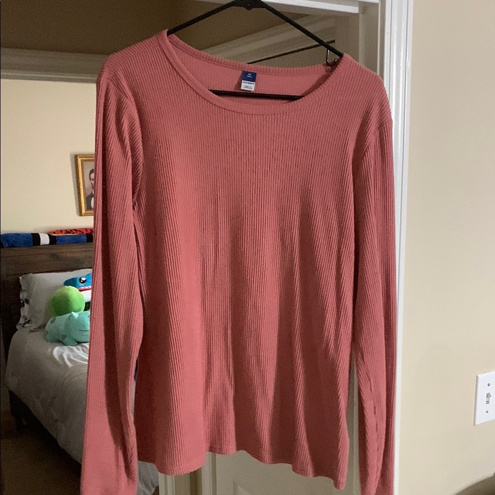 Pink Long Sleeve Ribbed Top